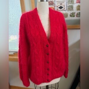 United Colors of Benetton Mohair Cardigan in Red
